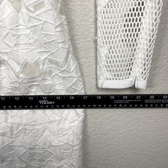Jonathan Simkhai Burnout Brocade Long Sleeve Dress White Mini Dress 2 Altered - Picture 16 of 16